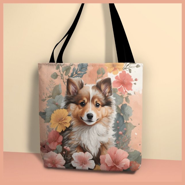 Tote Bag Chien de Shetland mignon Chien (Créateur téléchargé)