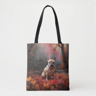 Tote Bag Chien de taureau français en automne Leaves automn
