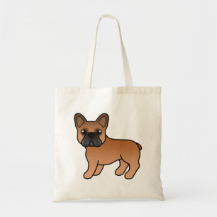 Tote Bag Chien de taureau français rouge mignon caricature