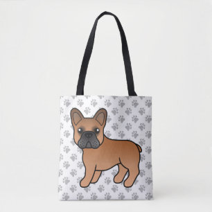 Tote Bag Chien de taureau français rouge mignon caricature