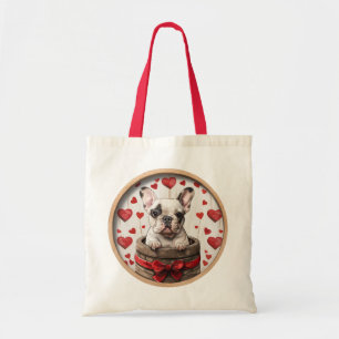 Tote Bag Chien de taureau français Valentines