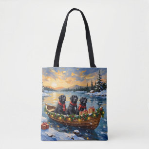 Tote Bag Chien de Terre-Neuve Noël Bateau Fêtes