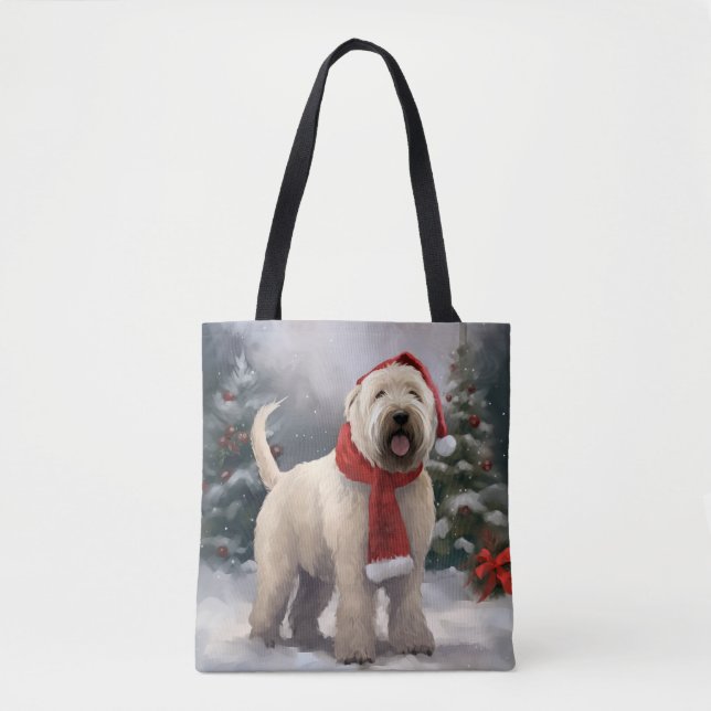 Tote Bag Chien de Terrier rouillé en Noël de neige (Devant)