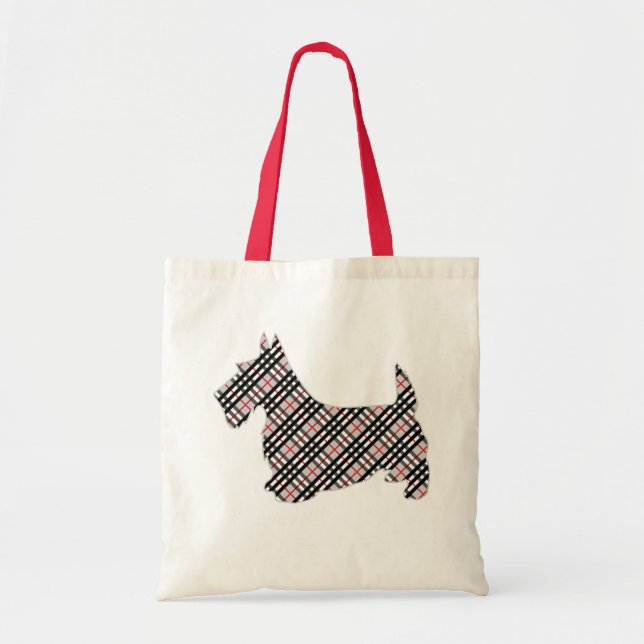Tote Bag Chien de Terrier Scotty d'écossais de plaid (Devant)