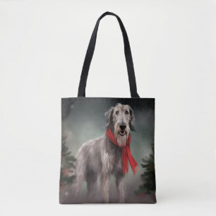 Tote Bag Chien de Wolfhound à Noël de neige