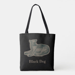 Tote Bag Chien. Dessin au crayon.
