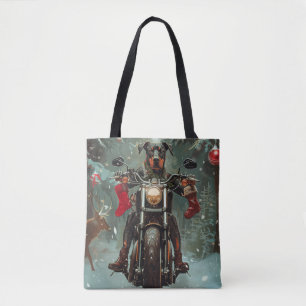 Tote Bag Chien Doberman à moto Noël