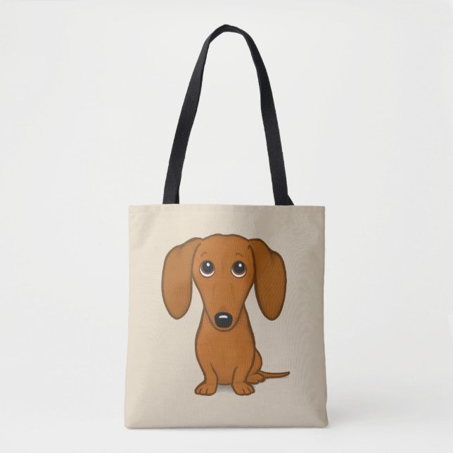 Tote Bag Chien drôle rouge mignon de saucisse de bande (Devant)