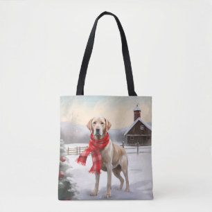 Tote Bag Chien du Labrador à Noël de neige