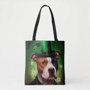Tote Bag Chien du Staffordshire américain à la St. Patrick'