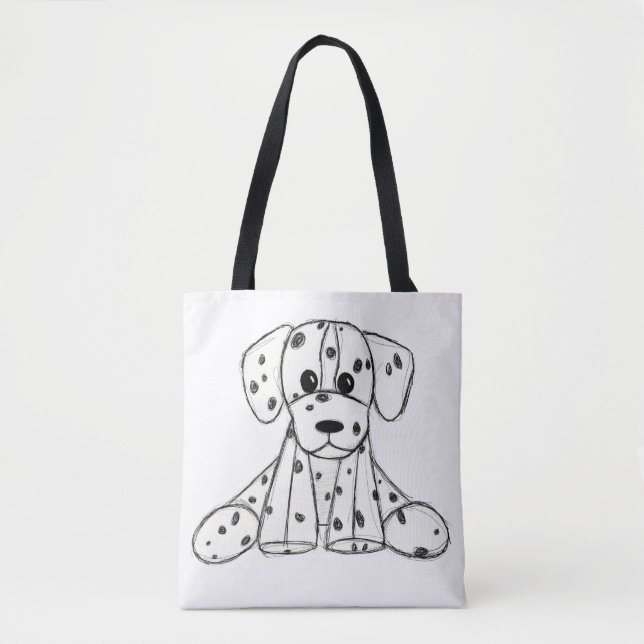Tote Bag Chien en dalmate dessin simple noir (Devant)