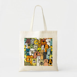 Tote Bag Chien et chats joliment illustrés
