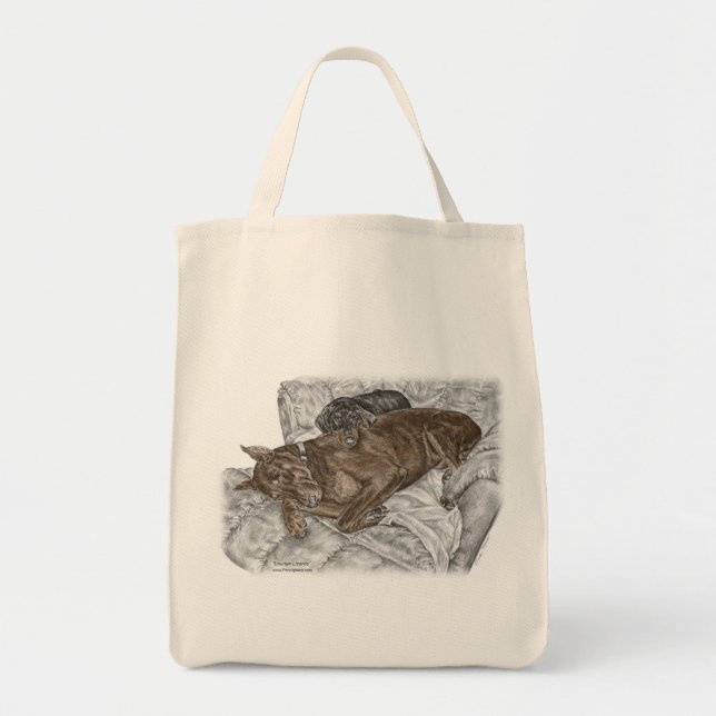 Tote Bag Chien et chiot de Doberman (Devant)