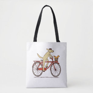 Tote Bag Chien et écureuil sont amis Whimsical Animal Art