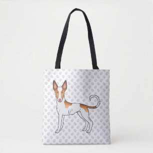 Tote Bag Chien et pattes de Hound Ibizan blanc et rouge à p