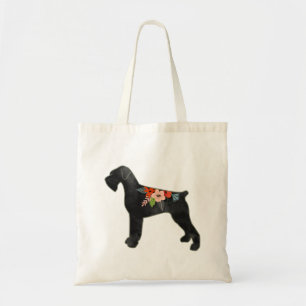 Tote Bag Chien géant Schnauzer NC Boho Floral Silhouette