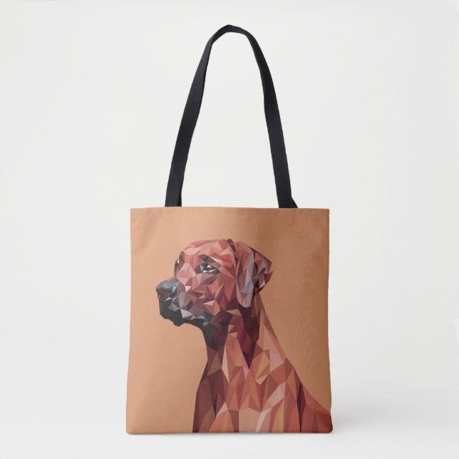 Tote Bag Chien géométrique Brown sur Brown (Devant)