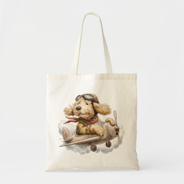 Tote Bag Chien Goldendoodle Pilote Avion (Devant)