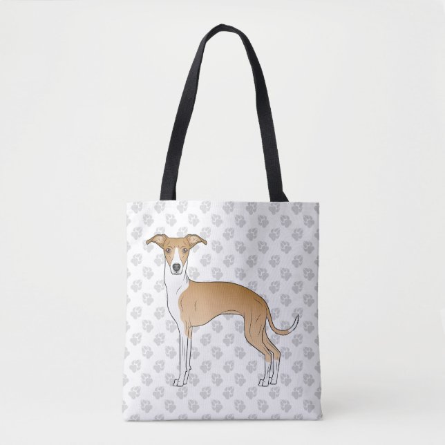 Tote Bag Chien Gris Italien Faune Et Blanc Avec Patrouilles (Devant)
