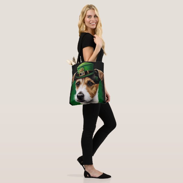 Tote Bag Chien Jack Russell en robe de la Saint-Patrick (Sur le modèle)