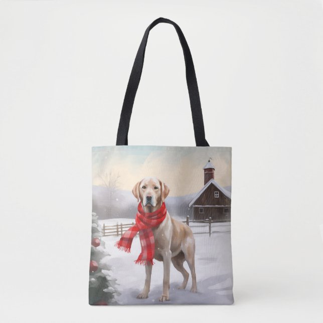 Tote Bag Chien Labrador dans la neige Noël (Devant)
