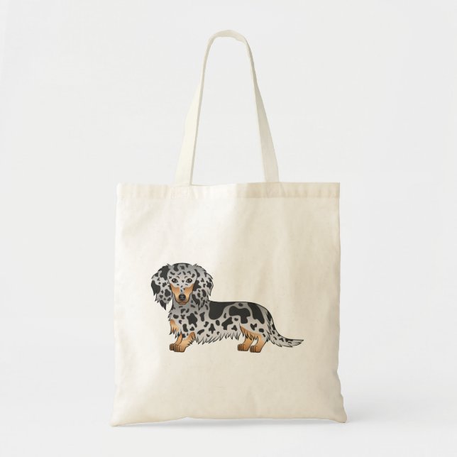 Tote Bag Chien Longue Cheveux Noir Et Tan (Devant)