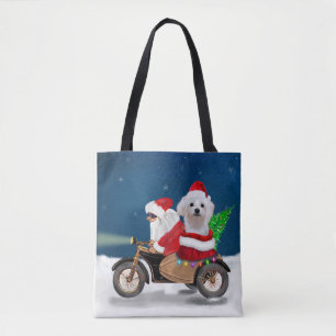 Tote Bag Chien maltais Noël Père Noël