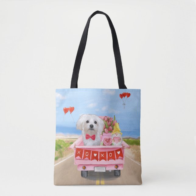 Tote Bag Chien maltais Saint Valentin Camion (Devant)