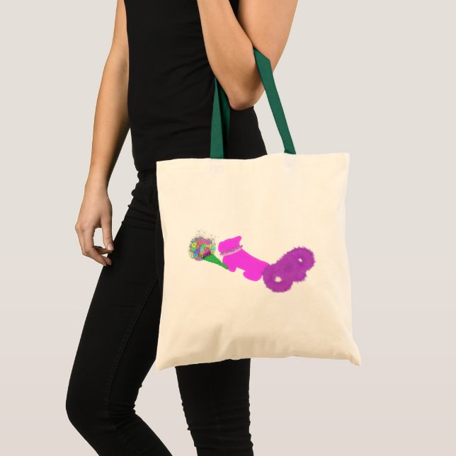 Tote Bag Chien mignon avec fleurs (Devant (produit))