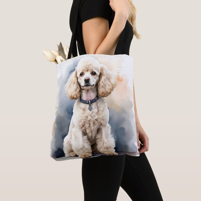 TOTE BAG CHIEN MIGNON BLANC NANO CANICHE CHIOT (De près)