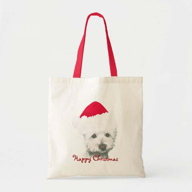 Tote Bag Chien mignon de Westie de Noël (Devant)