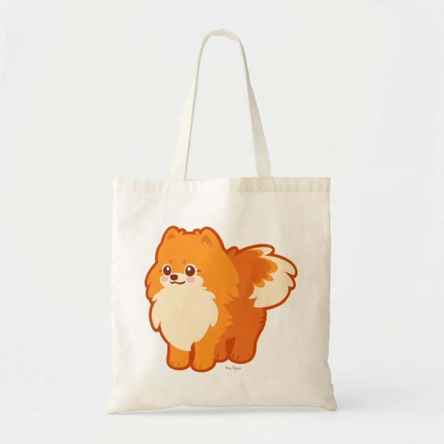 Tote Bag Chien mignon Kawaii Pomeranian (Devant)
