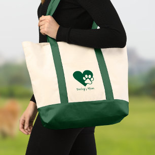 Tote Bag Chien ou Chat Patte de couleur vert foncé Monogram