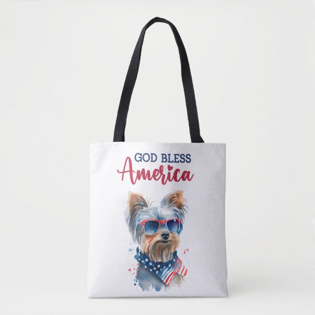 Tote Bag Chien patriote-Yorkshire-terrier (Devant)