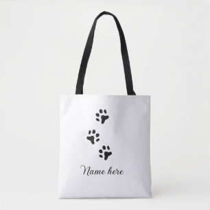 Tote Bag Chien patte noir animal ajouter nom texte animal p