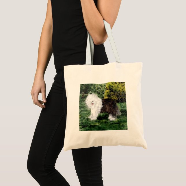 Tote Bag Chien peignant le vieux chien de berger anglais (Devant (produit))
