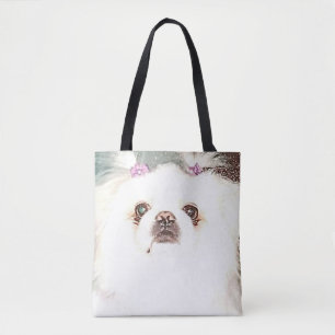 Tote Bag Chien pekingese blanc mignon Fourre-tout