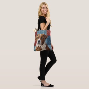 Tote Bag Chien Quilé sur Motif Patchwork