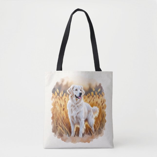 Tote Bag Chien Retriever doré blanc (Devant)