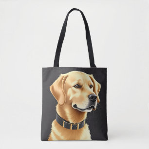 Tote Bag Chien Retriever doré portant un collier en cuir