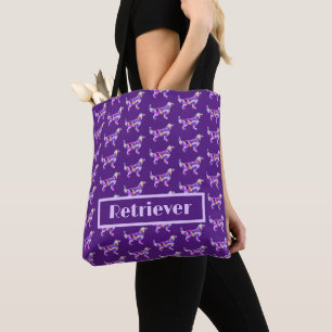 Tote Bag Chien Retriever Doré Silhouette Violet Personnel