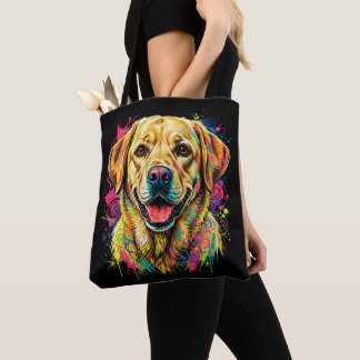 Tote Bag Chien Retriever Labrador Jaune Coloré