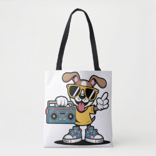 Tote Bag Chien rétro hip hop : chiot de dessin animé cool