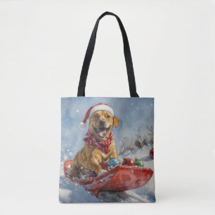 Tote Bag Chien Rhodesian Ridgeback dans un traîneau de Noël