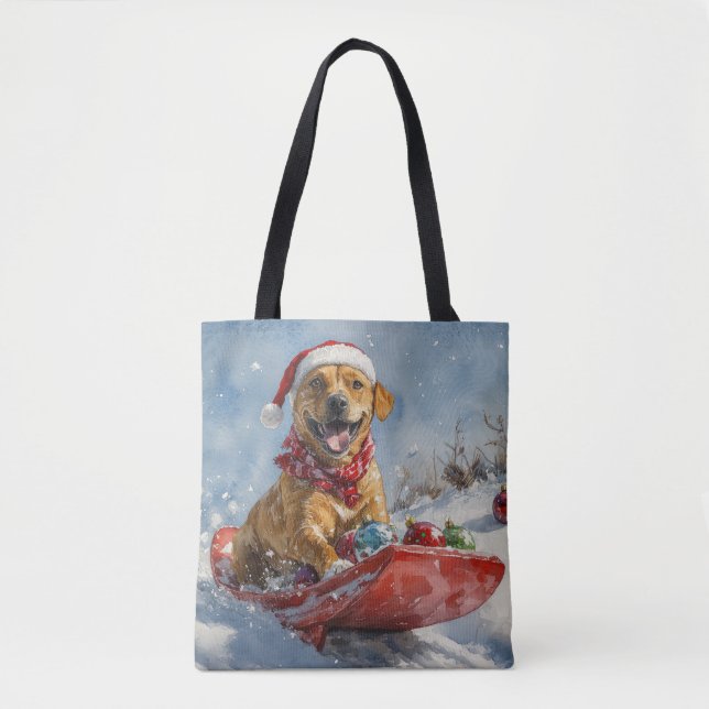 Tote Bag Chien Rhodesian Ridgeback dans un traîneau de Noël (Devant)