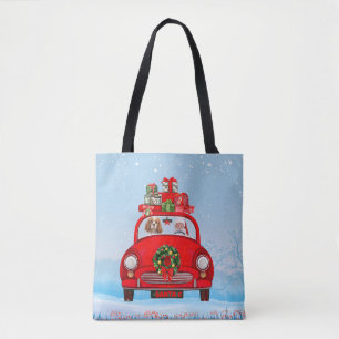 Tote Bag Chien Roi Cavalier En Voiture Avec Le Père Noël