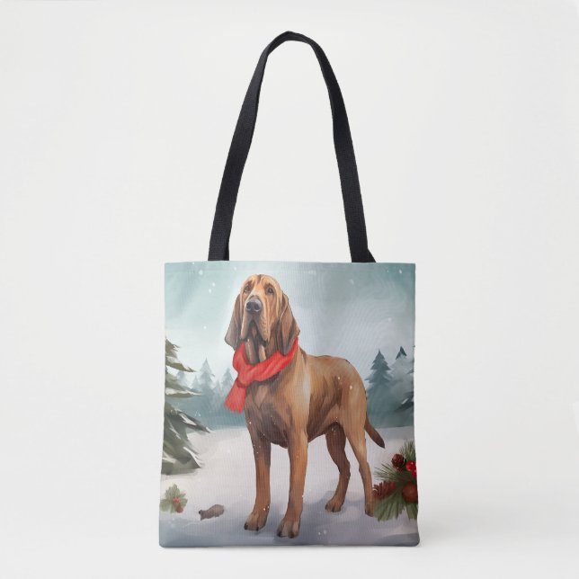 Tote Bag Chien sanglant à Noël de neige (Devant)