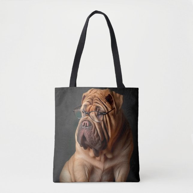 Tote Bag Chien Shar Pei Intelligent avec Conception de Livr (Devant)