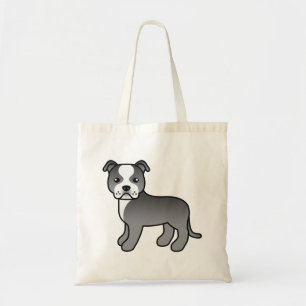 Tote Bag Chien Staffordshire Bull Terrier bleu et blanc