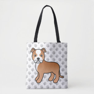 Tote Bag Chien Staffordshire Bull Terrier Rouge Et Blanc